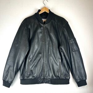 Boeing Centennial Limited Edition Leather Flight Bomber Jacket Black Sz L